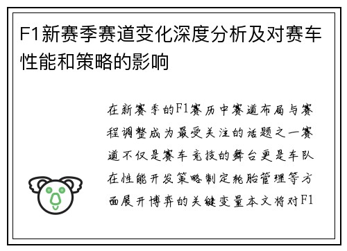 F1新赛季赛道变化深度分析及对赛车性能和策略的影响